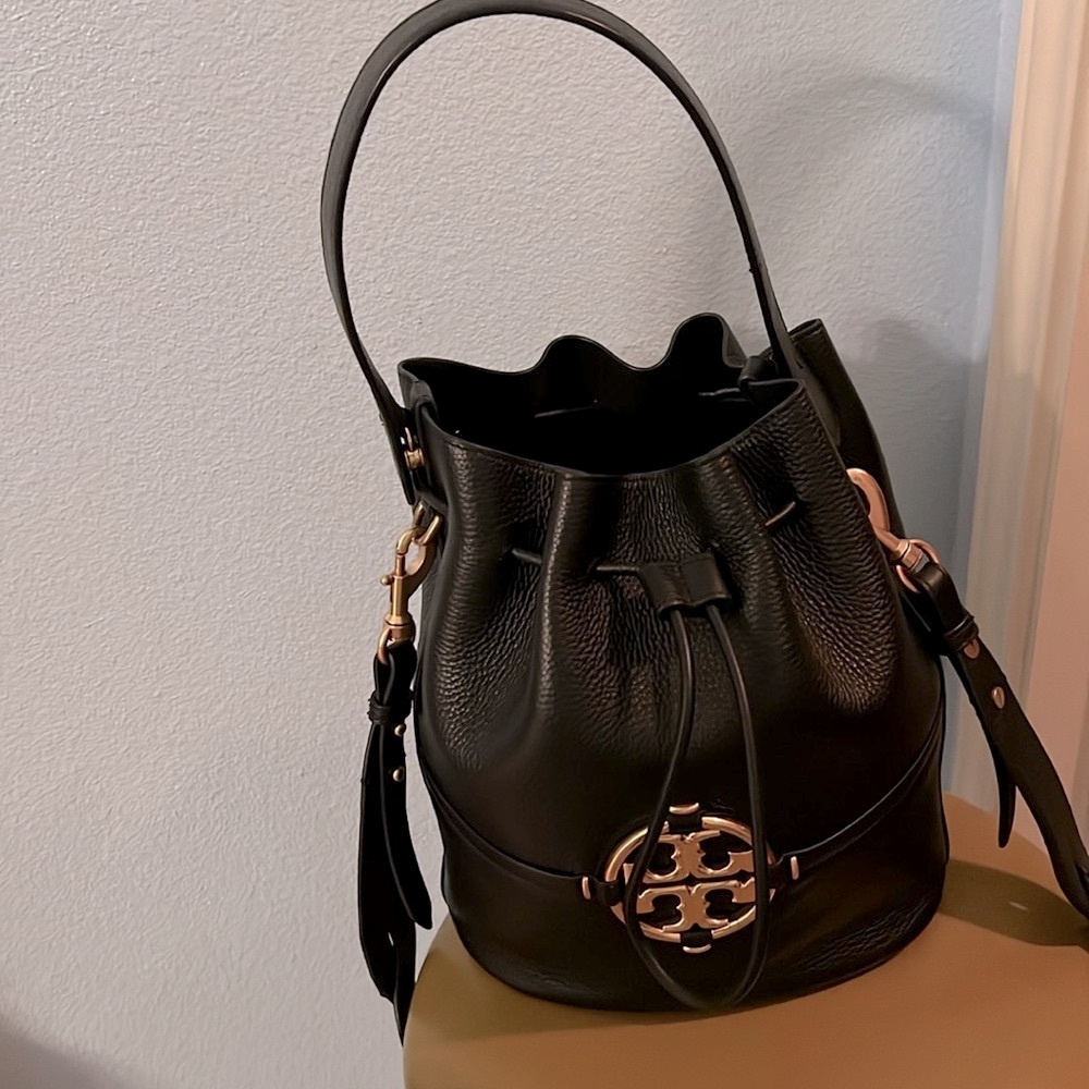 Tory Burch Miller bag. Black. Bucket style with draw string.